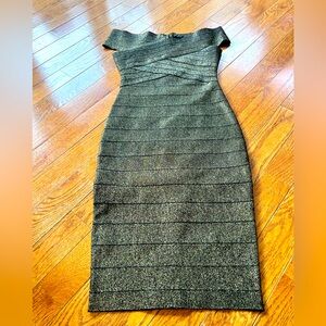 WOW COUTURE Women's Off Shoulder Strap V-Neck Bodycon Bandage Dress